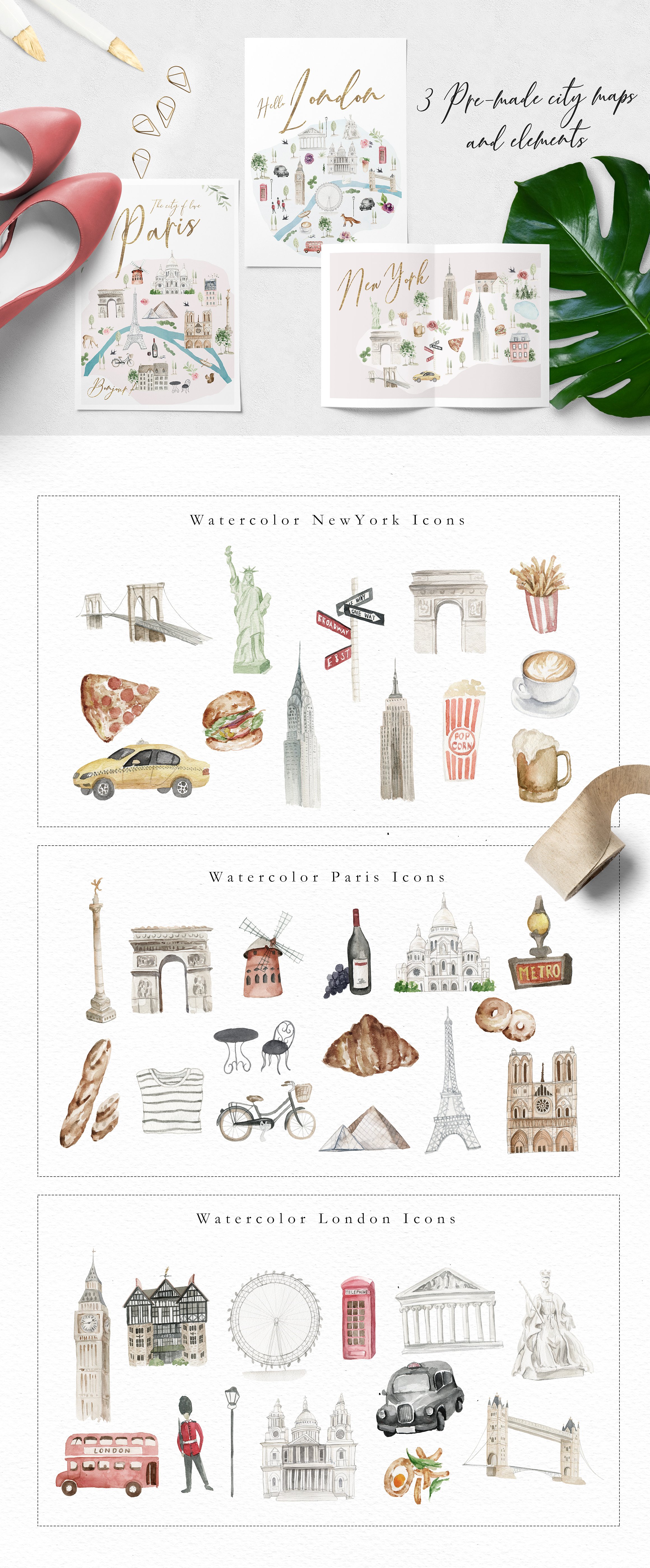 水彩手绘简易地图插画素材 Map Creator插图(12)