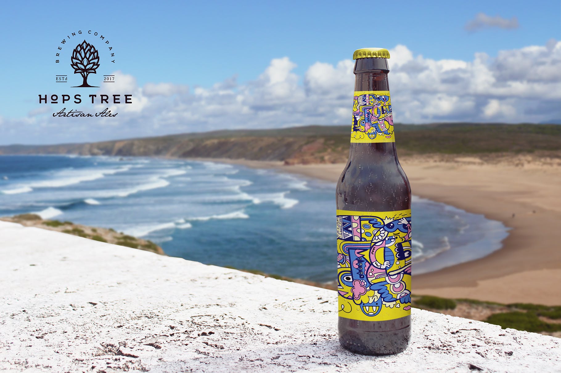 实景照片啤酒瓶外观设计素材库精选模板 Backgrounds Beer Bottle Mockup插图(2)