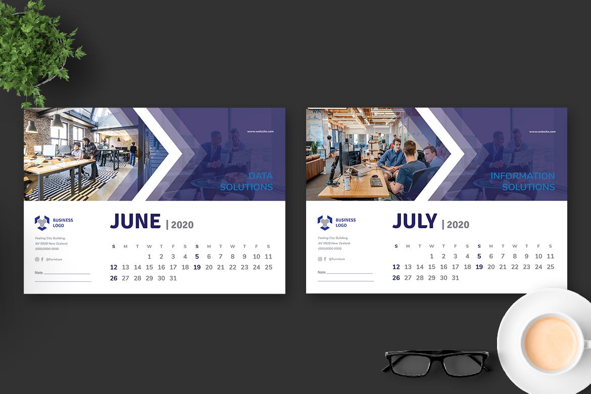 多用途企业定制2020年活页台历设计模板 2020 Multi Purpose Business Caelndar Pro插图(4)