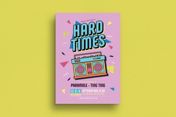 90年代设计风格音乐主题海报设计模板 90’s Music Flyer