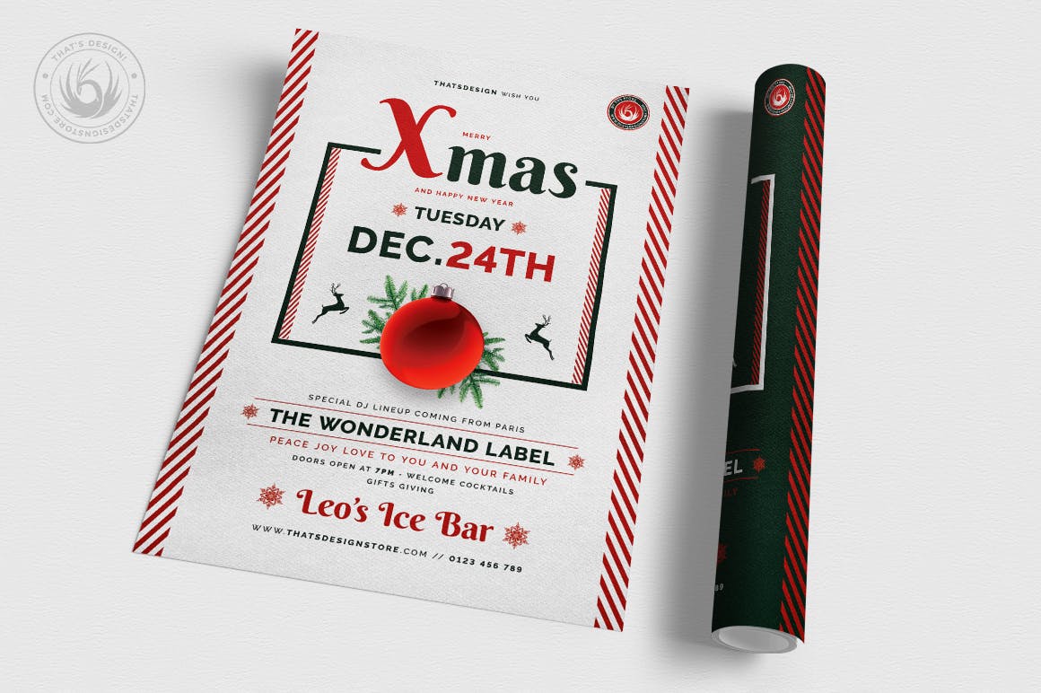 圣诞节平安夜活动主题海报传单设计模板v12 Christmas Eve Flyer Template V12插图(2)