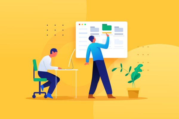 文件/文件夹管理主题网站设计矢量插画素材 Folder Management illustration for website