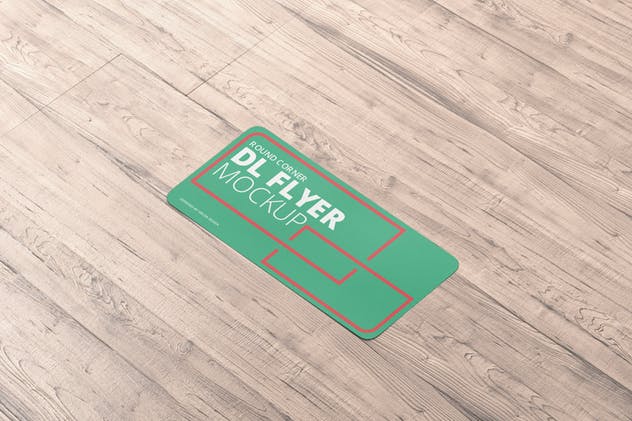 简约DL尺寸平面圆角传单样机 DL Horizontal Flyer Round Corner Mockup插图(3)