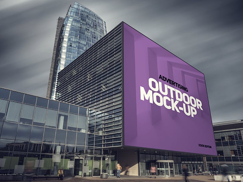 楼体大型灯箱/视频广告牌效果样机模板 Animated Outdoor Advertising Mockup插图(2)