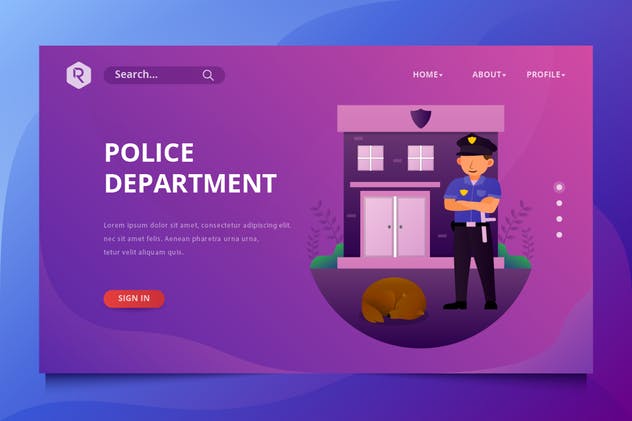 警察安保服务矢量插画网站着陆页模板 Police Department Web Header Vector Template插图(1)