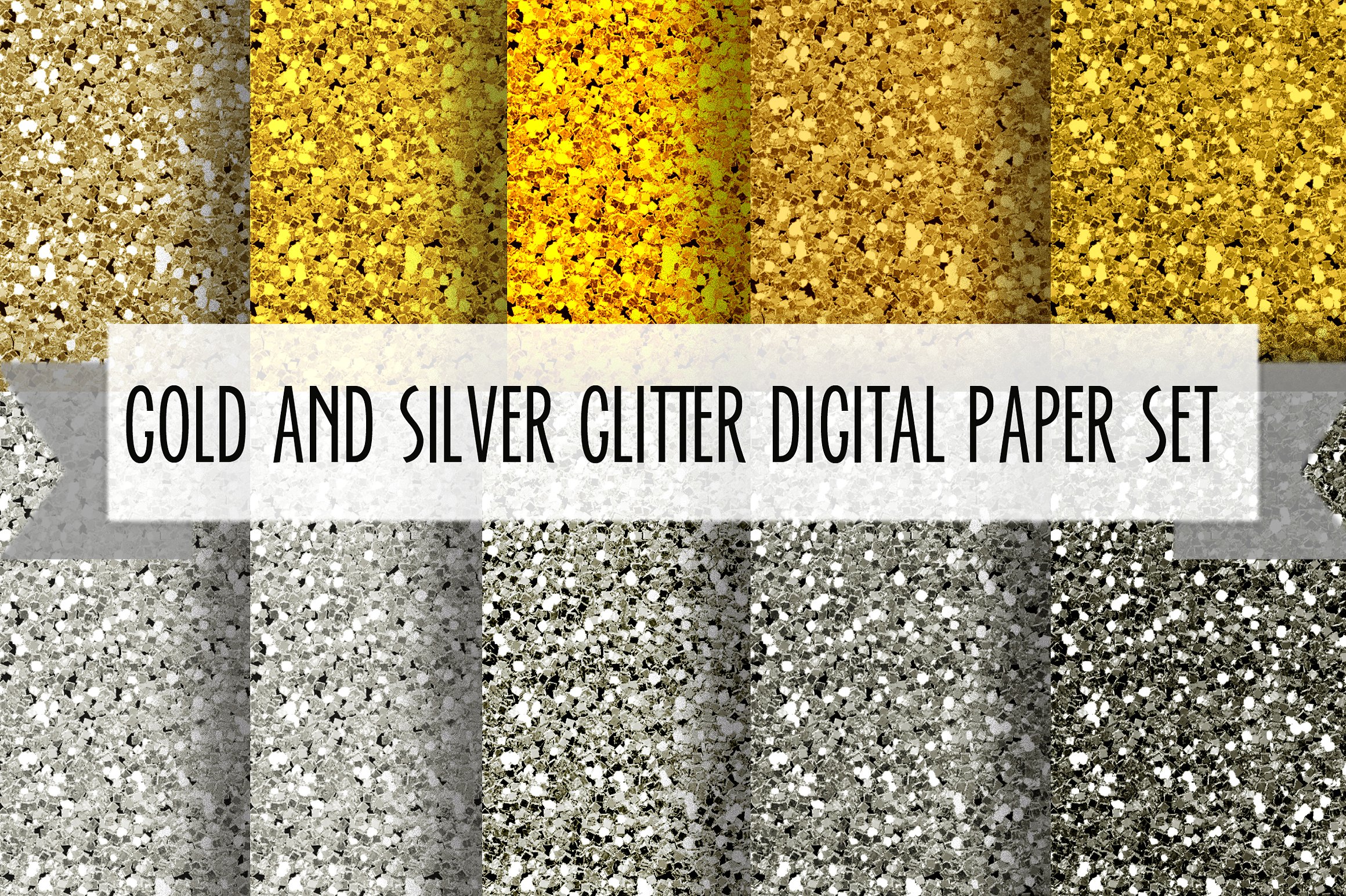 10款金银色调闪光纹理 10 gold and silver glitter textures插图