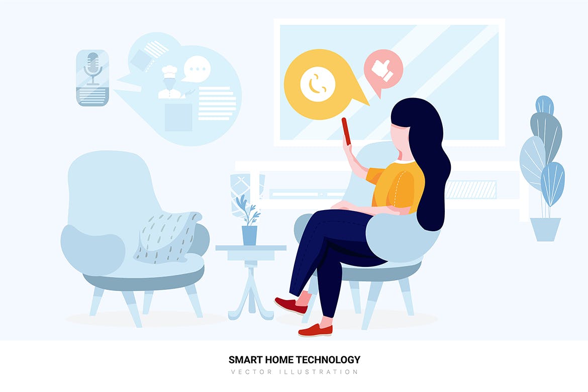 智能家居技术矢量场景插画素材 Smart Home Technology Vector Scenes插图(9)