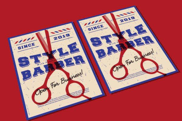 复古设计风格美发理发店宣传海报设计模板 Barber Style Flyer