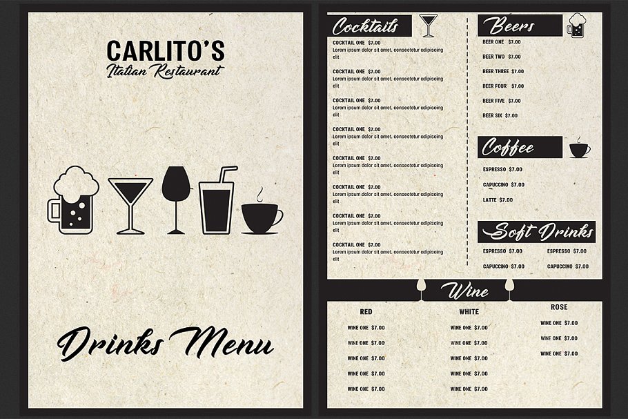 意大利餐馆菜单模板 Italian Restaurant Menu Template插图(1)