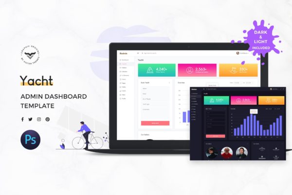 游艇管理系统后台界面设计UI套件 Yacht Admin Dashboard UI Kit