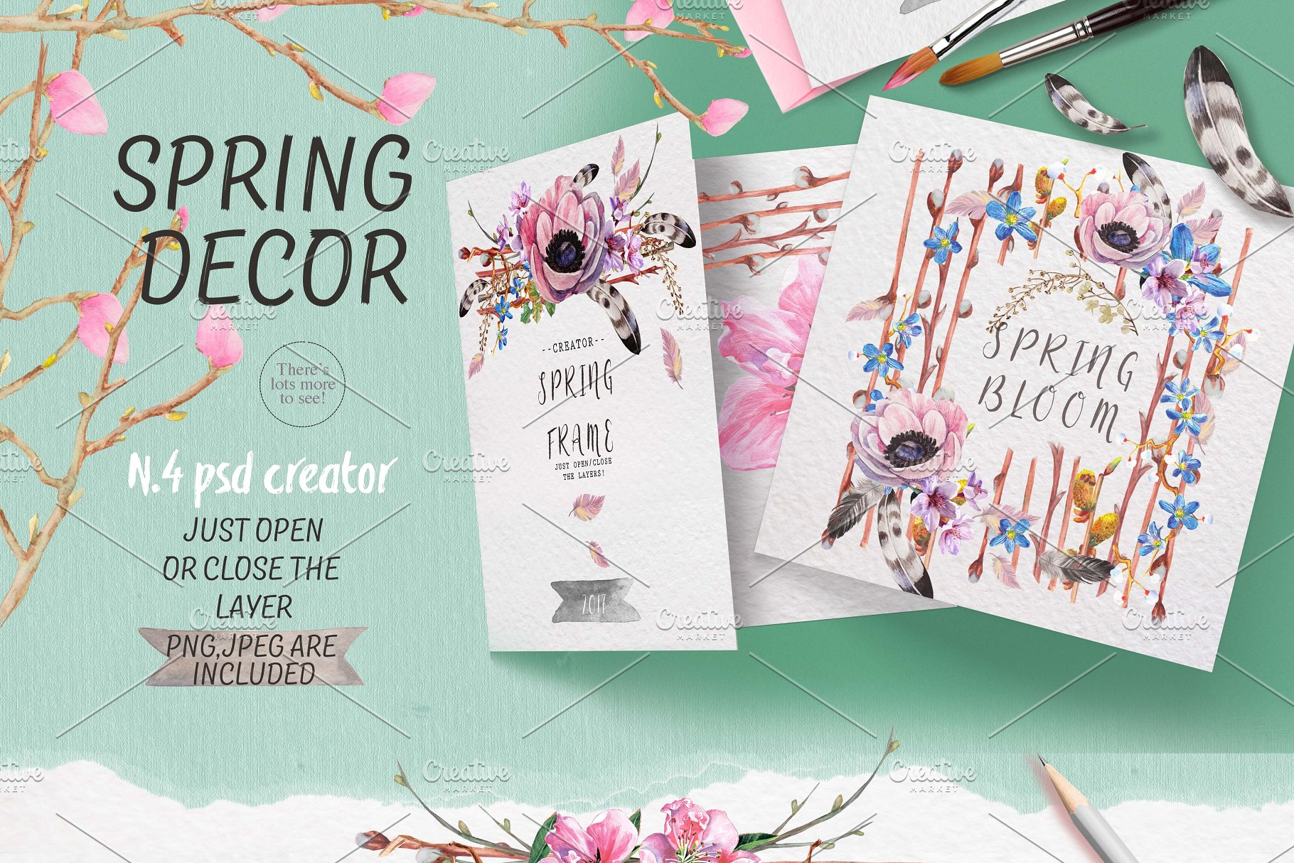 极力推荐:“春暖花开”水彩花卉设计素材包 "Spring bloom" 80 png插图(6)