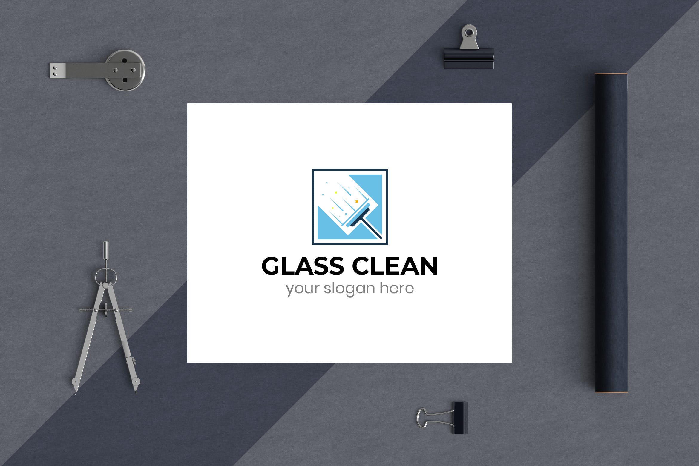 玻璃清洁服务Logo设计素材库精选模板 Glass Clean Business Logo Template插图