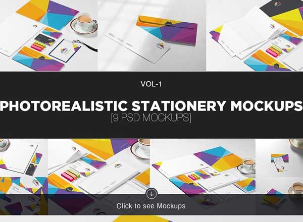 企业品牌物料样机（名片、信纸、工牌…） Beautiful Stationery Mockups Bundle