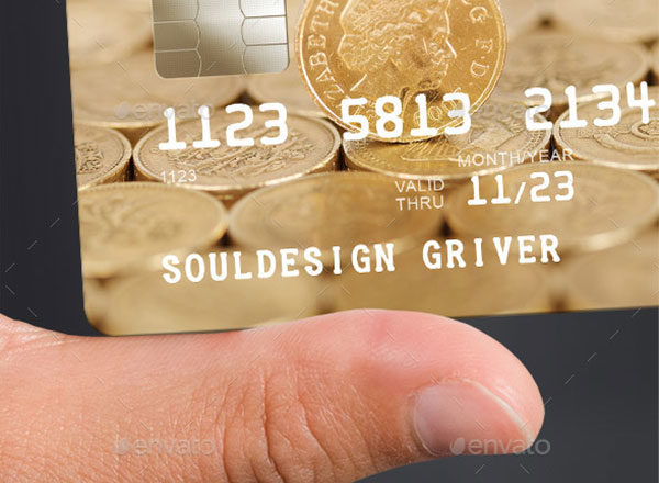 逼真的手持银行卡名片卡片样机展示模板mockups