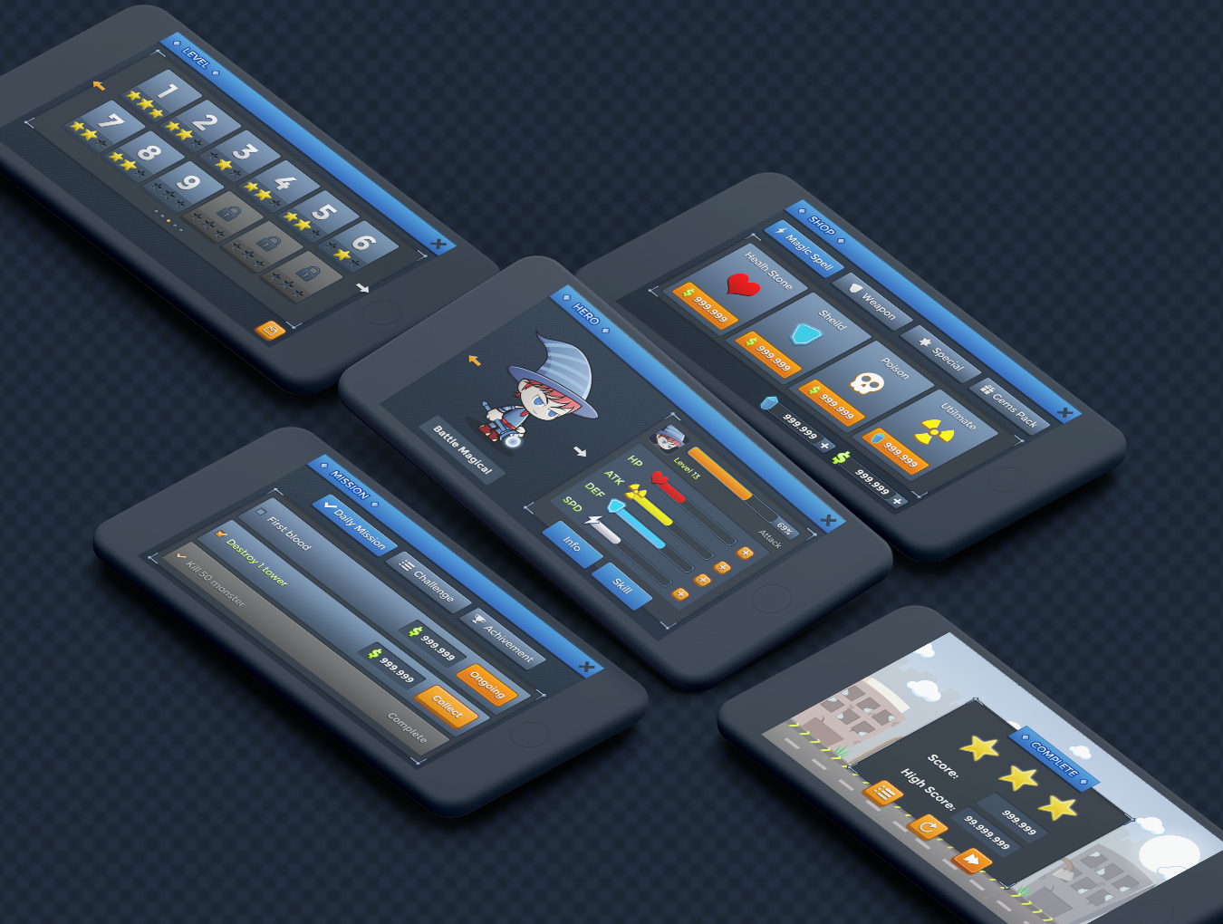 素材库下午茶：超萌的魔鬼系列游戏UI KITS套装素材下载[PSD,Ai]插图(4)