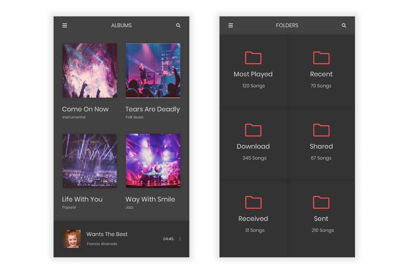 在线音乐听歌APP应用UI设计SKETCH模板 Raag – Music Player UI Kit for Sketch插图(5)
