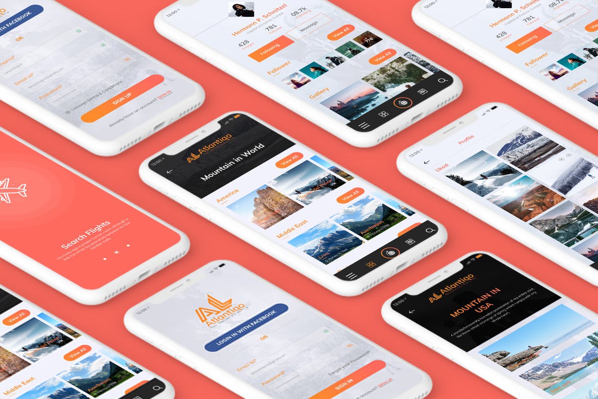 旅行&机票预订APP应用UI设计套件 Atlantigo-Travel & Flight Booking MobileApp UI Kit插图(2)