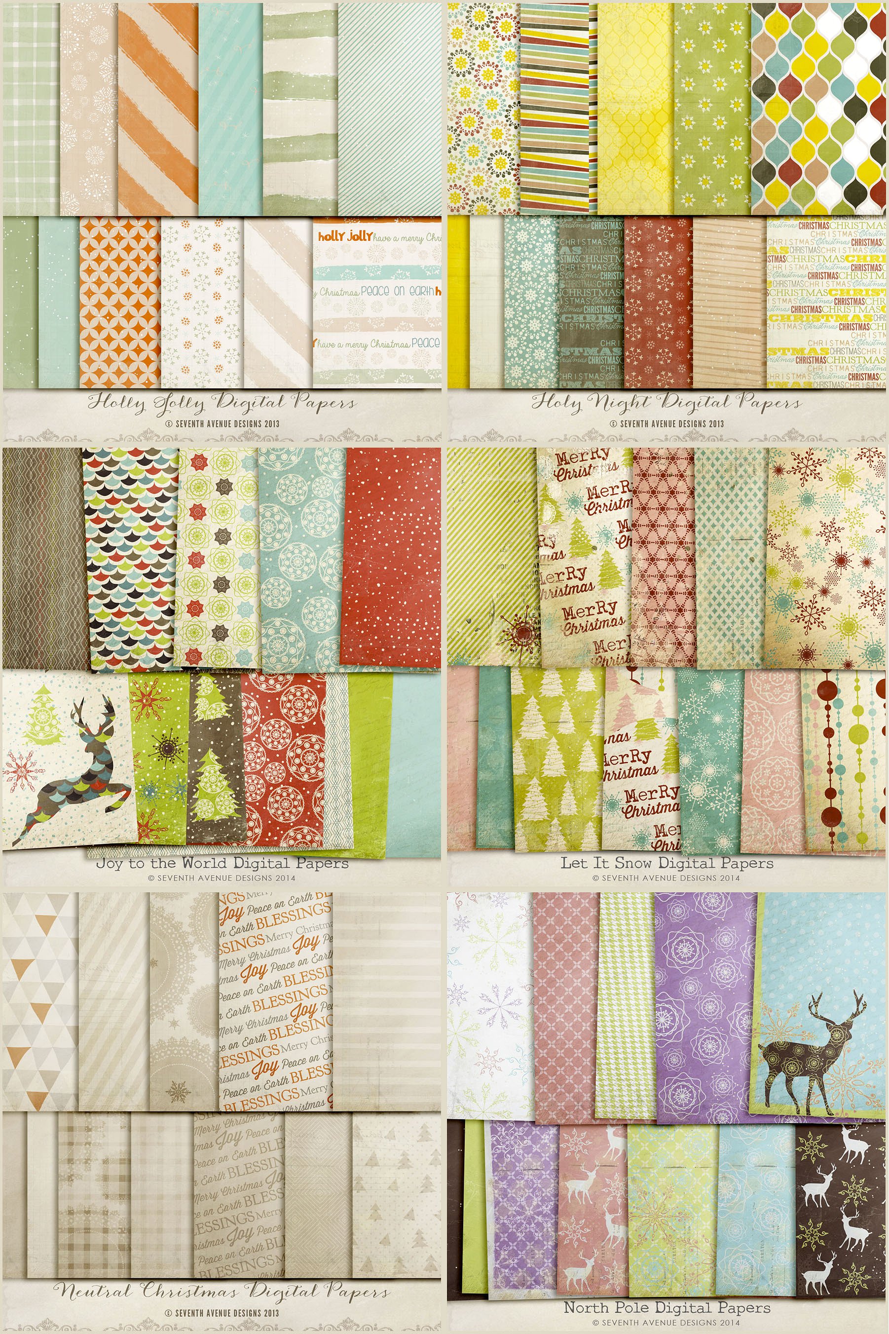 节日氛围数码纸张礼品包装纸张纹理合集 Holiday Digital Papers Bundle插图(2)