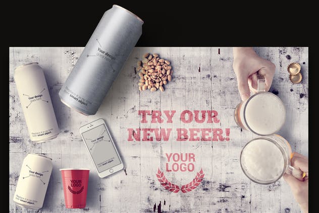 啤酒样机&酒吧巨无霸场景样机模板 Beer & Bar Mockup & Hero Images Scene Generator插图(4)