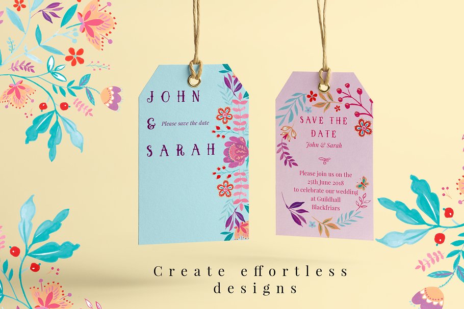 优雅时尚水彩花卉剪辑集 Watercolor Floral Clipart Set Anita插图(2)