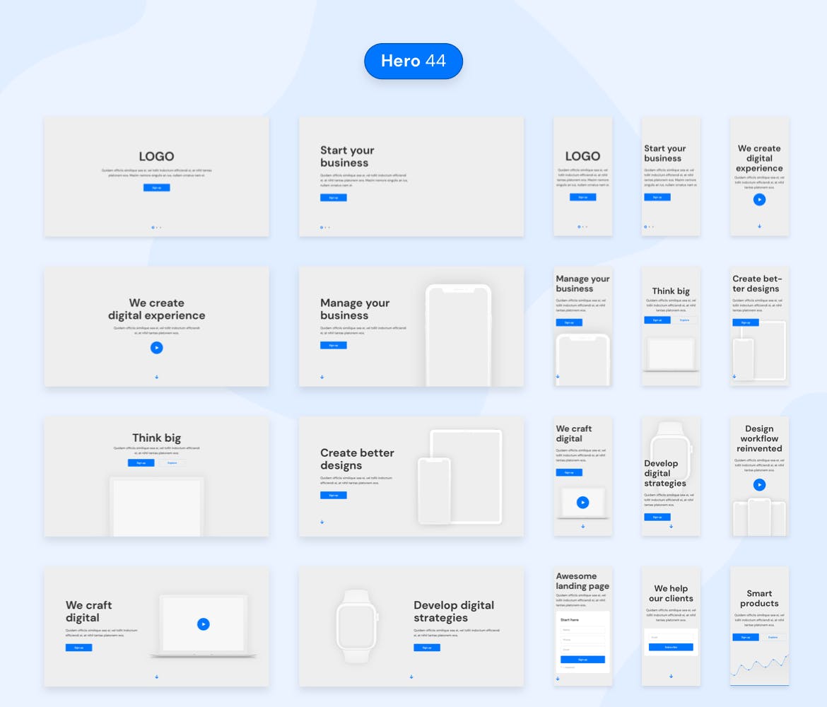 300+APP&Web区块UI线框图设计模板 Desktop & Mobile Wireframe Web UI Kit插图(6)