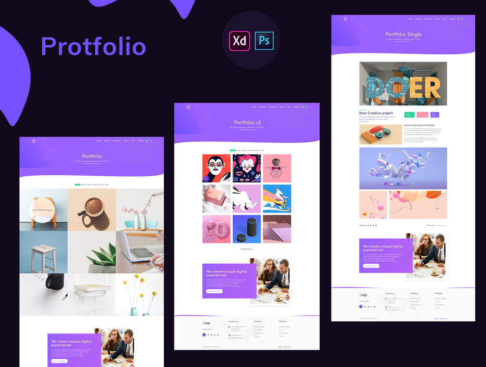 素材库下午茶：精美创意的代理网站UI设计素材库精选模板[XD,PSD]插图(1)