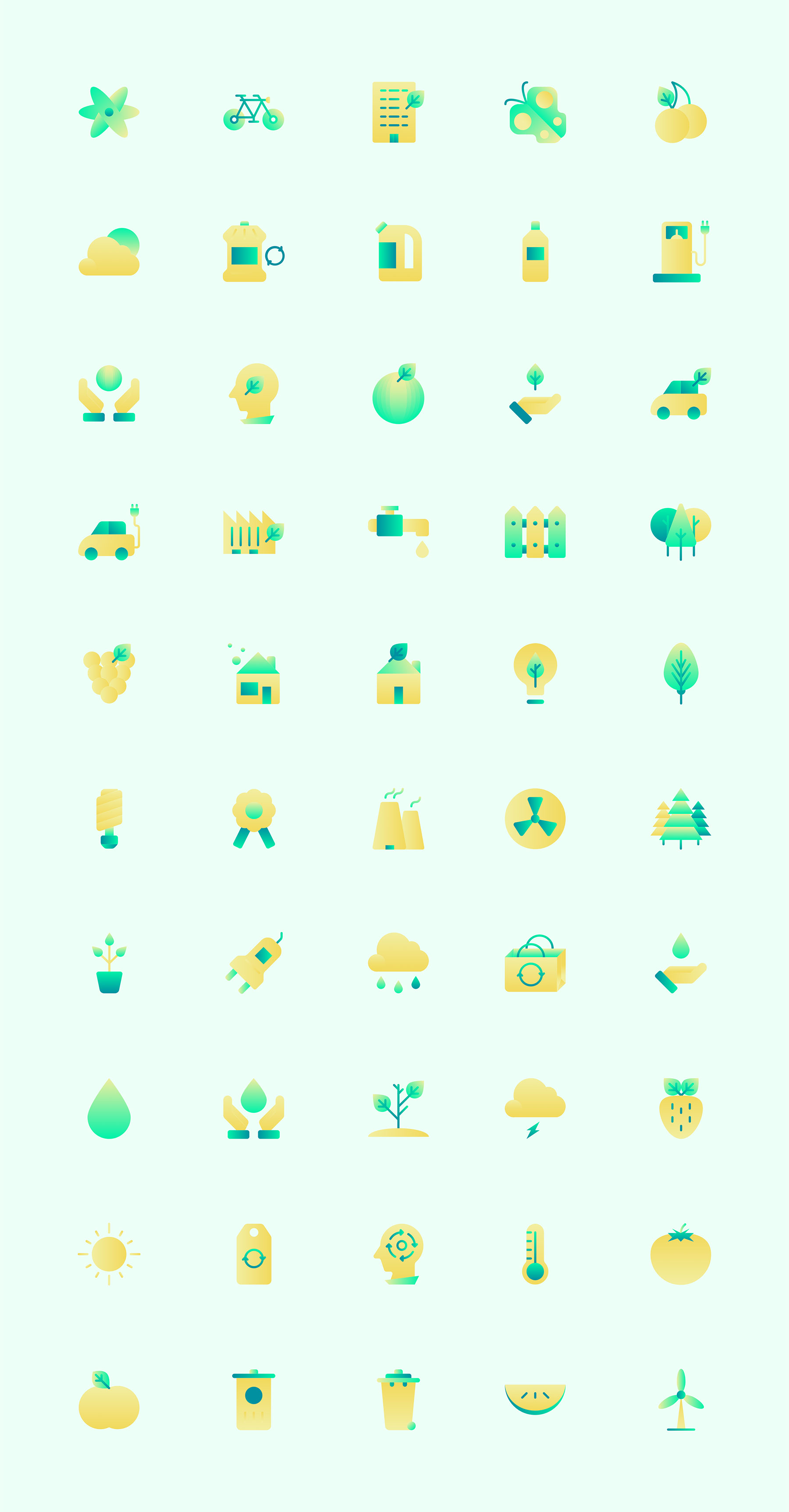 50 枚渐变生态环境元素图标