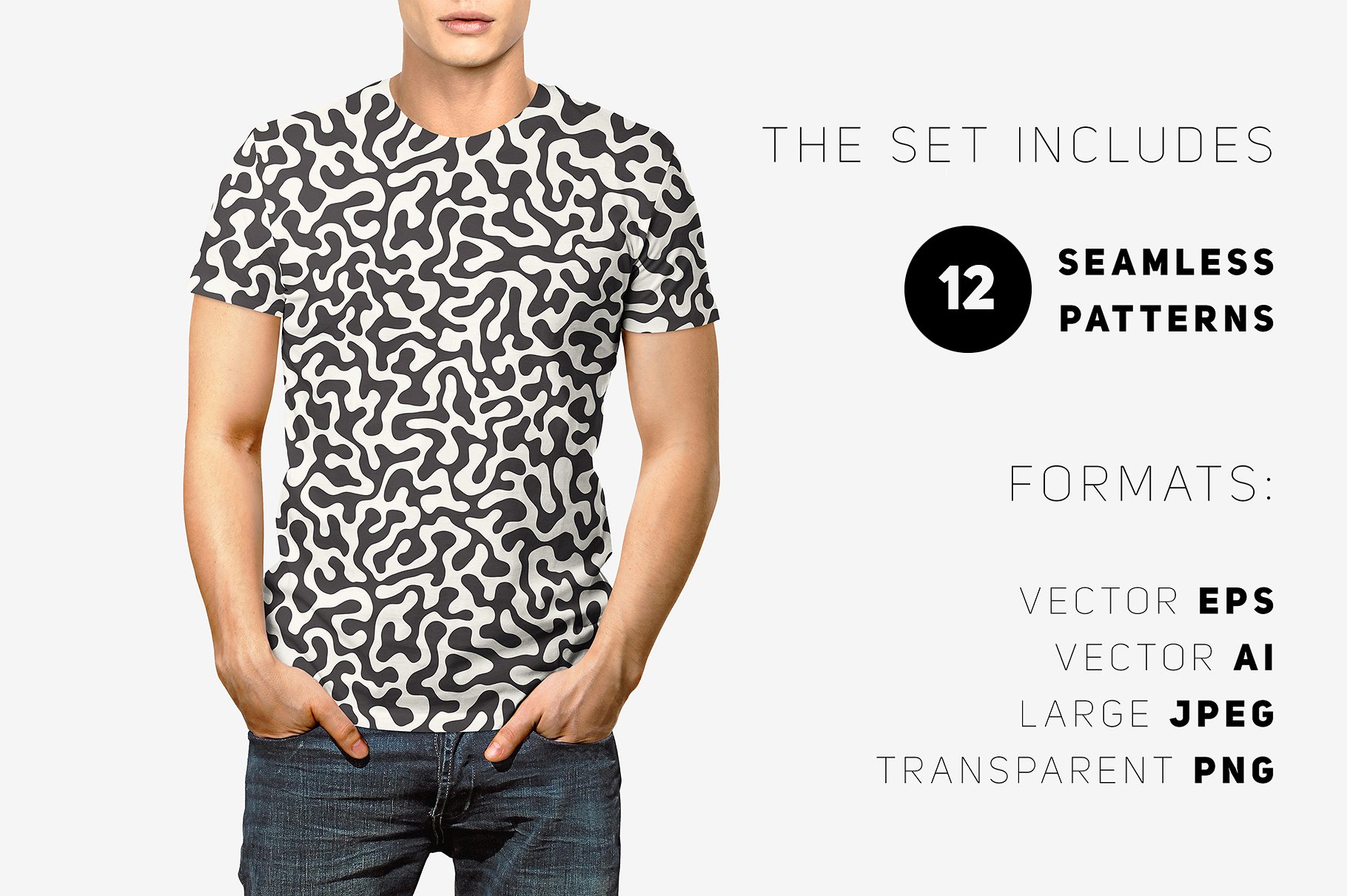 奶牛斑点无缝图案纹理 Spotted Seamless Patterns Set插图(3)