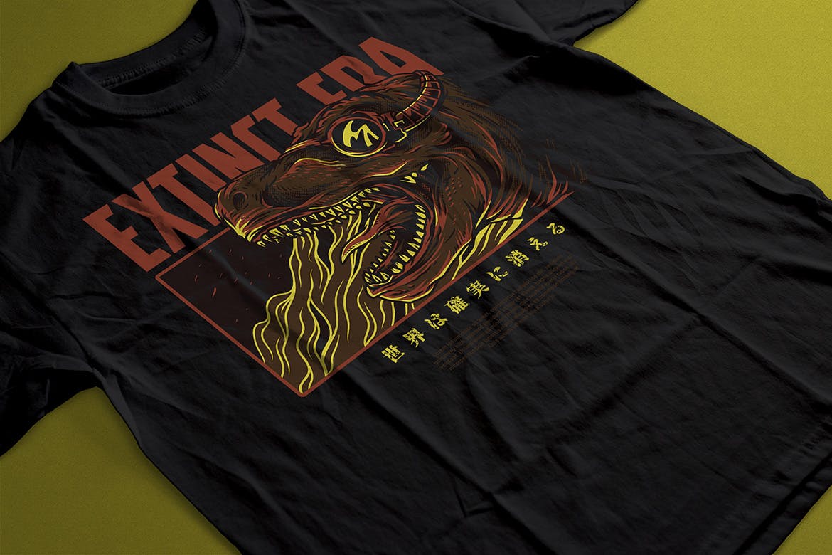 恐龙时代手绘插画T恤印花图案设计素材 Extinct Era插图(2)