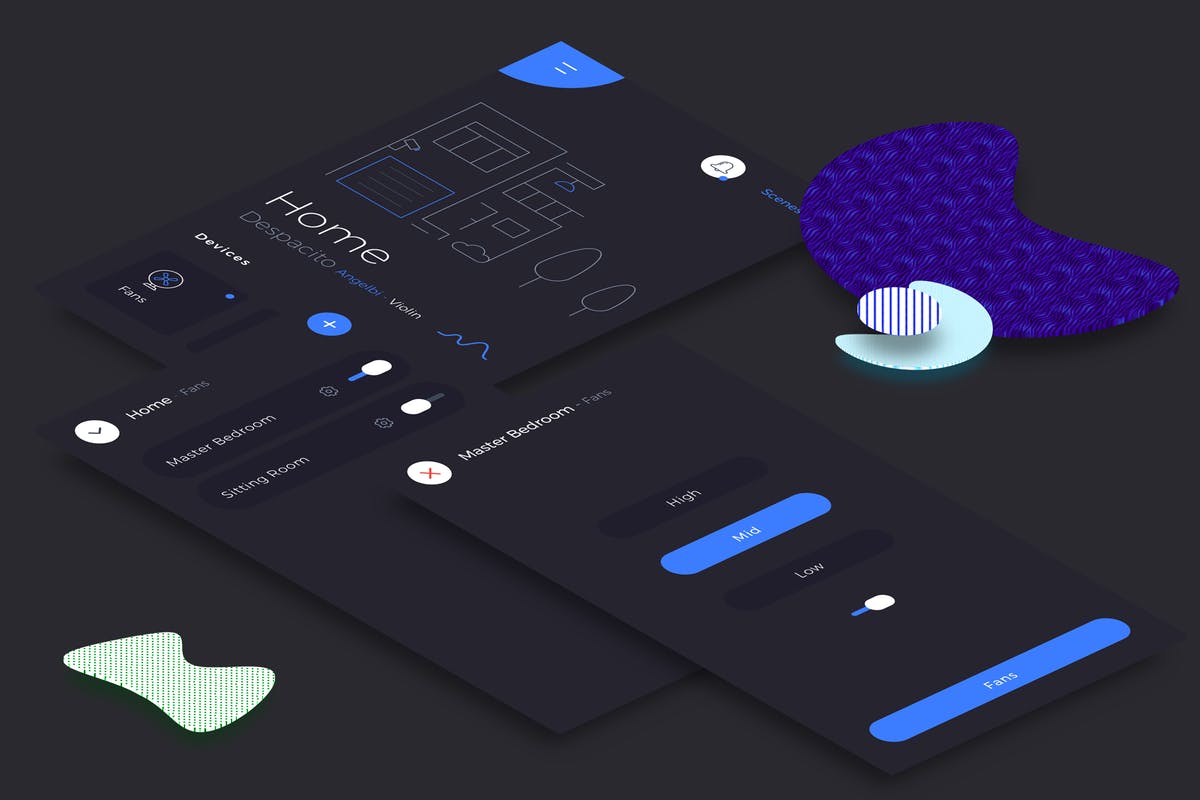 互联网智能家居应用主界面UI套件v.2 Smart Home Fans Ui v.2插图