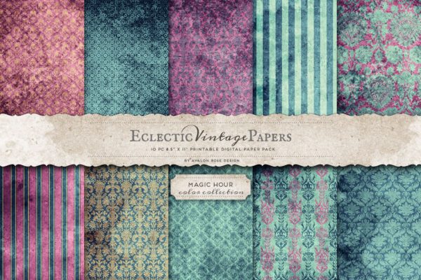 魔幻时光色彩系列纸张图案纹理 Printable Papers -Magic Hour