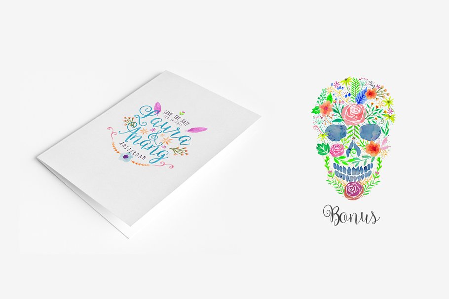 手绘水彩画风格物件 Freehand Watercolor Style Objects插图(4)