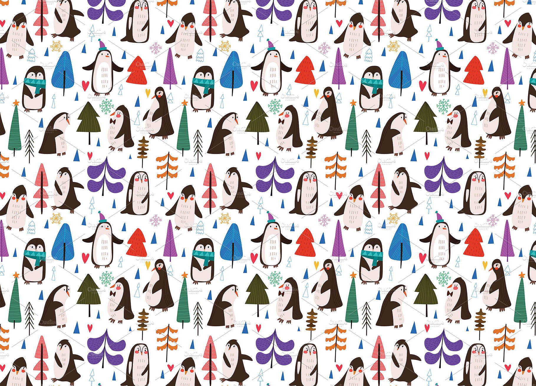 12张可爱手绘圣诞节明信片插图(2)