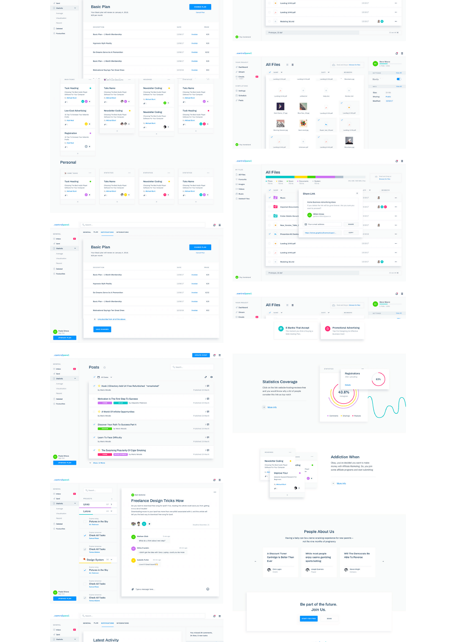 控制面板/网站仪表盘UX/UI工具包-.controlpanel [for SKETCH&PS]插图(2)
