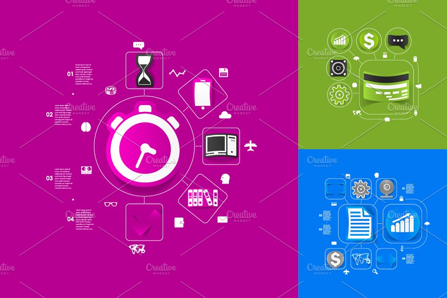 9个商业信息图形贴纸矢量图 9 business sticker infographics插图(1)