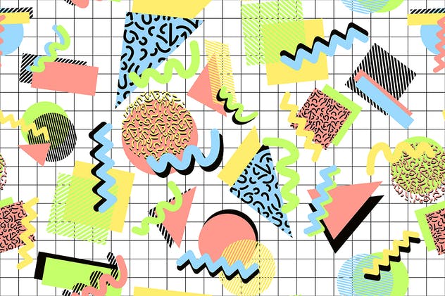 无缝复古时尚多彩印花图案 Seamless Retro Shapes Patterns插图(7)