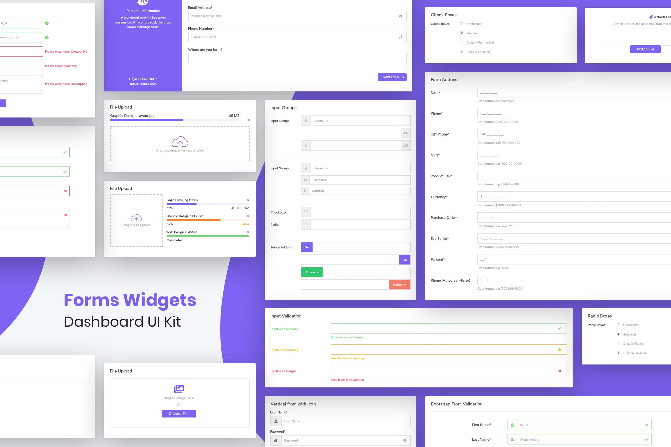 常用网站表单/表格UI设计套件 Forms Widgets Dashboard Ui Kit插图