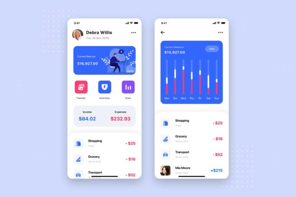 手机银行APP用户界面UI设计素材库精选模板 Mobile Banking UI Kit Template