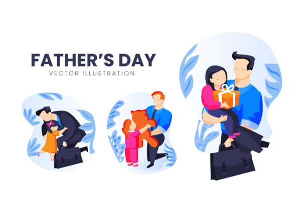 父亲节主题人物形象素材库精选手绘插画矢量素材 Fathers Day Vector Character Set