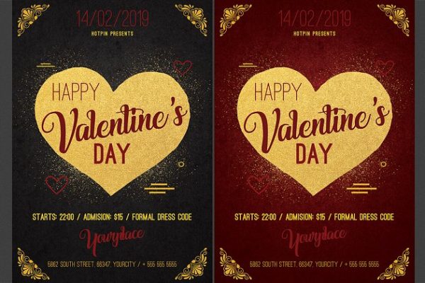 情人节海报传单模板 Valentines Day Psd Flyer