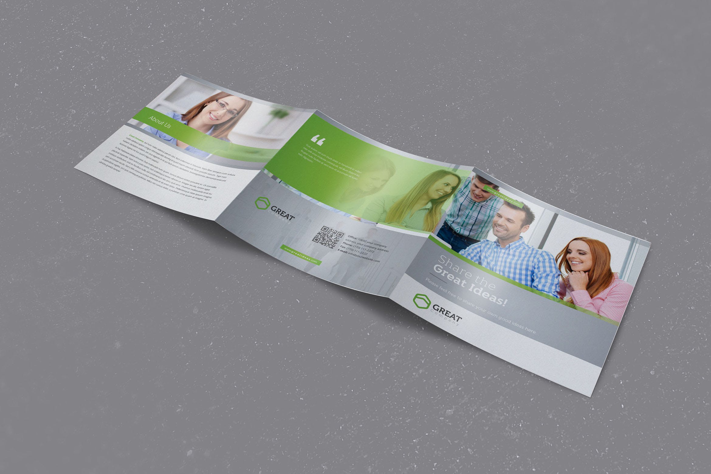 科技公司简介三折页宣传册设计模板 Ideas Square Trifold插图