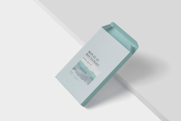 扁平矩形扑克牌包装盒素材库精选模板 Box Mockup – Medium Size Flat Rectangle Shape