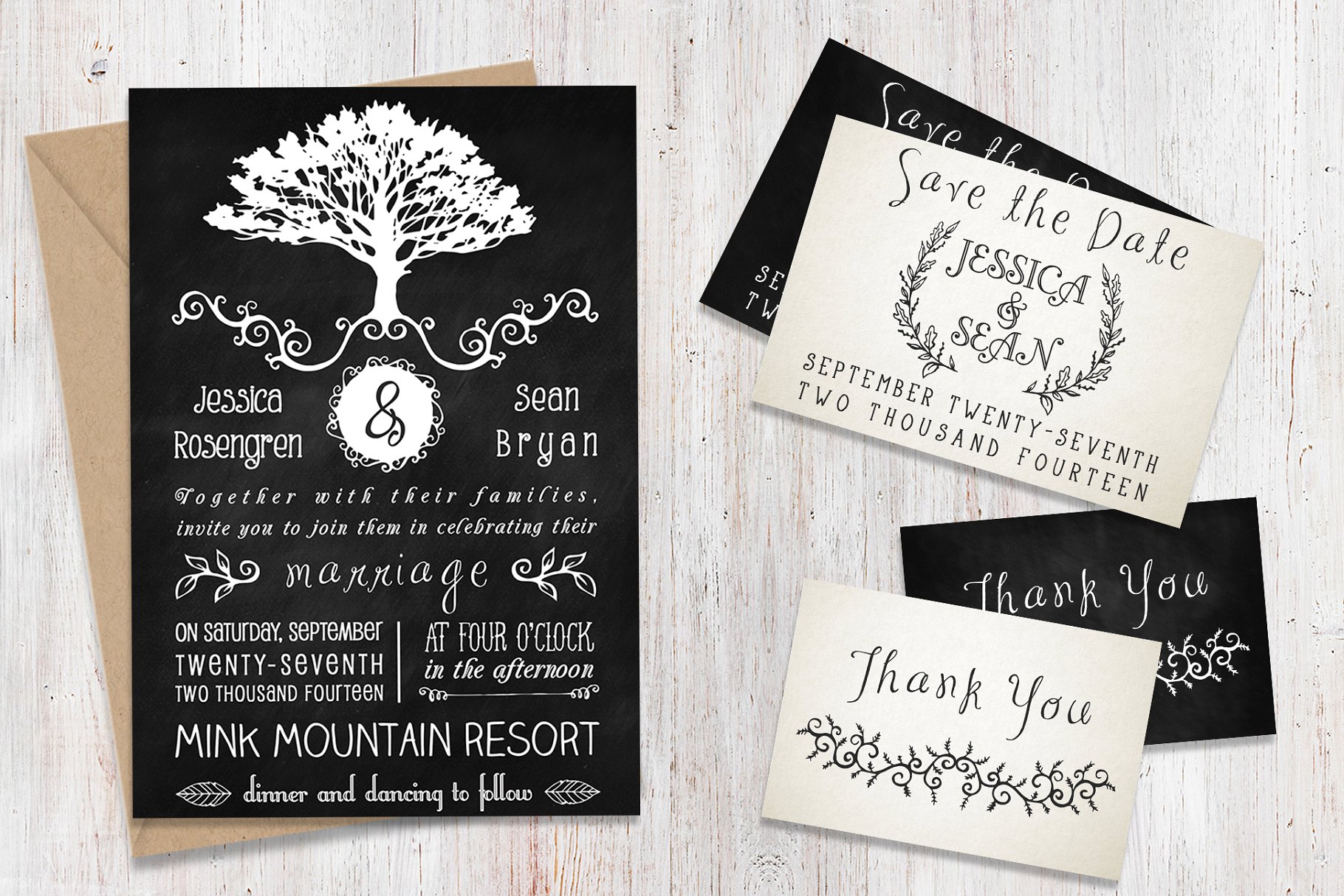 乡村婚礼邀请函套装 Rustic Wedding Invitation Pack插图(1)
