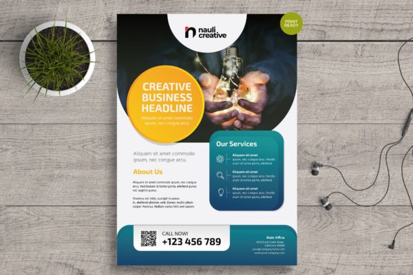 服务类企业简介海报传单设计PSD&amp;AI模板 Corporate Business Flyer PSD and Vector Vol.13