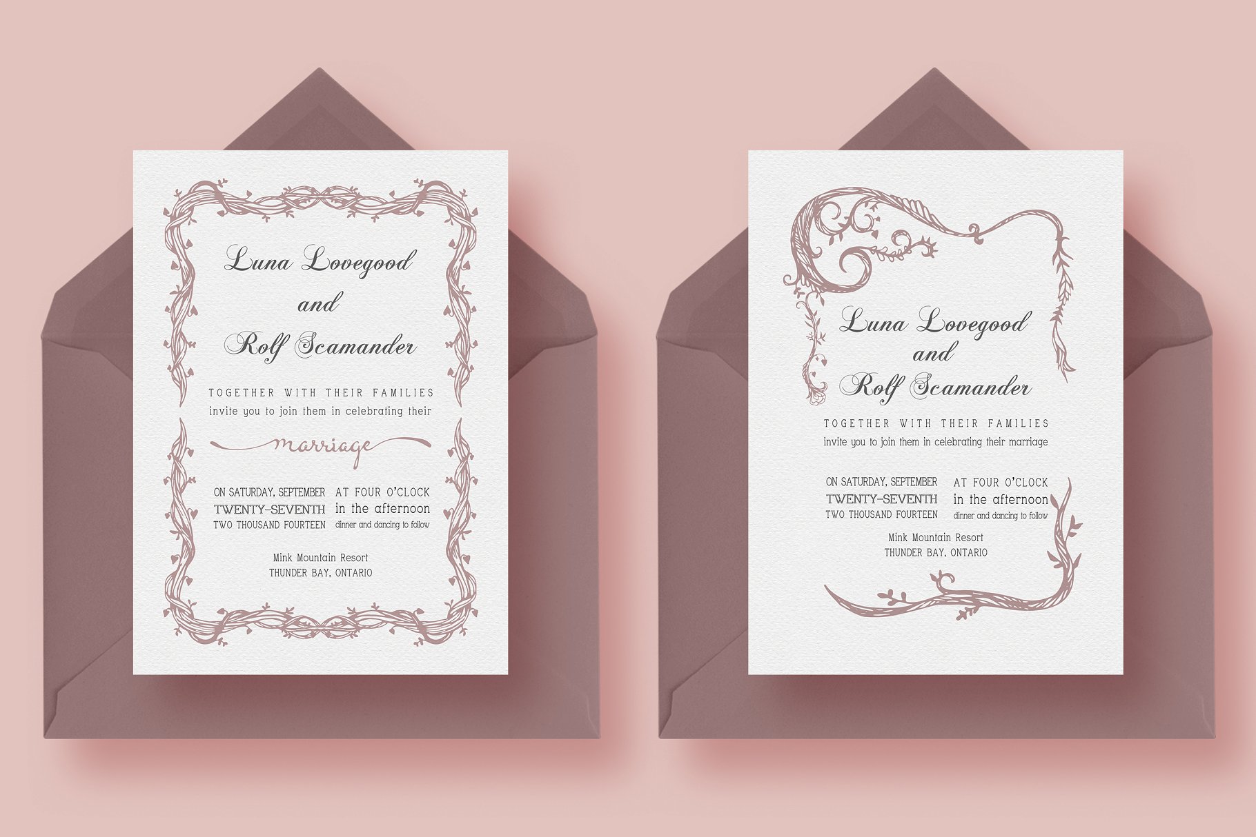 精致花卉藤蔓婚礼邀请函套装 Vine Wedding Invitation Suite插图(3)