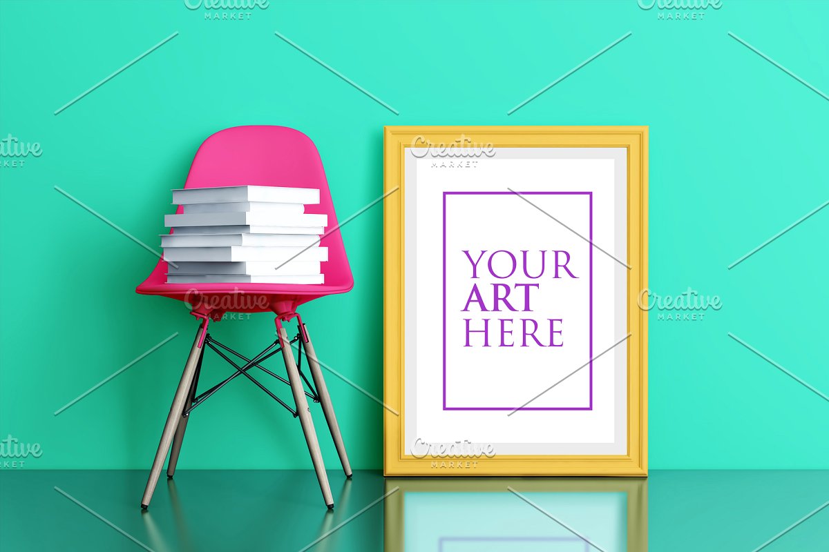 多彩的画框&椅子场景样机展示模板插图(9)