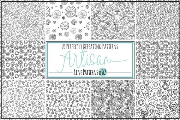 手绘线条圆形重复图案纹理合集 Circle Repeat Patterns – Line
