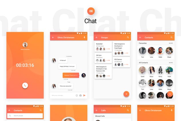 Material设计风格APP应用开发标准UI套件 Lora – Android Material Design UI Kit插图(8)