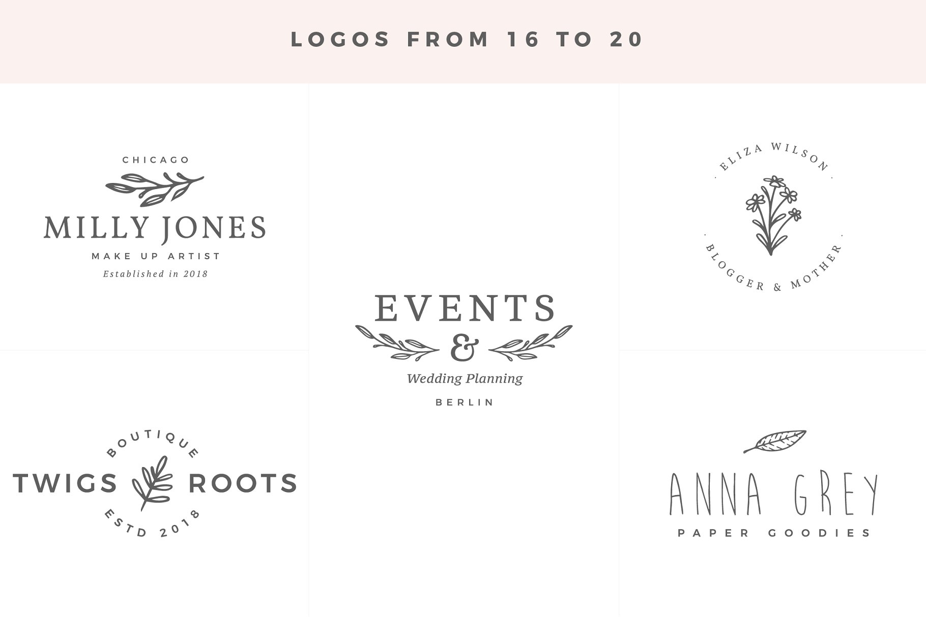 即拿即用优雅风格英文Logo设计模板 Delicate Logos – Volume 04插图(7)