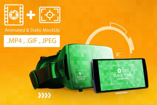 虚拟现实VR眼镜智能设备动画样机 Animated VR MockUp